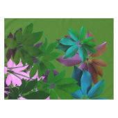 Roze en groene bladeren Leder-kunstkleed Tafelkleed (Voorkant (Horizontaal))