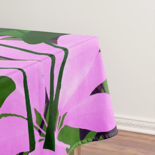Roze en groene bladeren Leder-kunstkleed Tafelkleed (Voorbeeld)