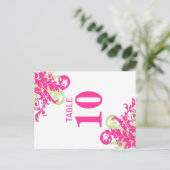 Roze en groene bloeiende tafel nummer Kaarten (Staand voorkant)