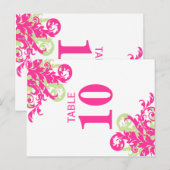 Roze en groene bloeiende tafel nummer Kaarten (Voorkant / Achterkant)