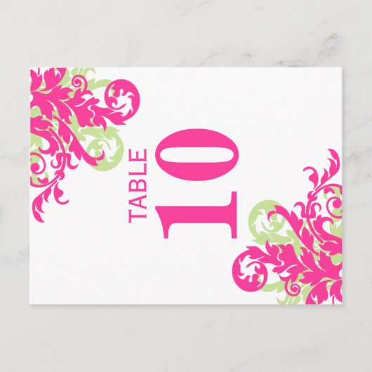Roze en groene bloeiende tafel nummer Kaarten (Voorkant)
