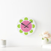 Roze en groene bloem Kind Ronde Klok (Huis)