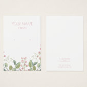 Roze en groene bloem met oorenkaart visitekaartje (Voorkant /achterkant)