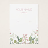 Roze en groene bloem met oorenkaart visitekaartje (Voorkant)