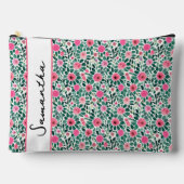 Roze en groene bloem op maat etui (Voorkant)