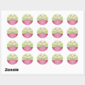 Roze en Groene Bloemen 1,5"Ronde Sticker (Vel)