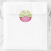 Roze en Groene Bloemen 1,5"Ronde Sticker (Tas)