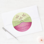 Roze en Groene Bloemen 3"Rond Dank u Sticker (Envelop)