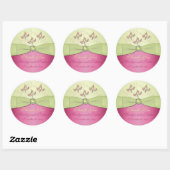 Roze en Groene Bloemen 3"Rond Dank u Sticker (Vel)