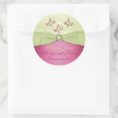 Roze en Groene Bloemen 3"Rond Dank u Sticker (Tas)