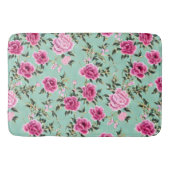 Roze en Groene Bloemen Chinoiserie Badmat (Voorkant)