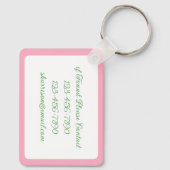 Roze en groene bloemen Chinoiserie Bunny met strik Sleutelhanger (Achterkant)