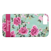 Roze en Groene Bloemen Chinoiserie Case-Mate iPhone Case (Achterkant (Horizontaal))