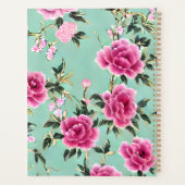 Roze en Groene Bloemen Chinoiserie Gepersonaliseer Planner (Achterkant)