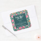 Roze en groene bloemen Cosmetische flaconetiket Vierkante Sticker (Envelop)