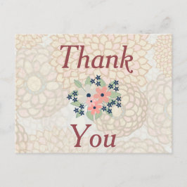 Roze en groene bloemen dank u briefkaart