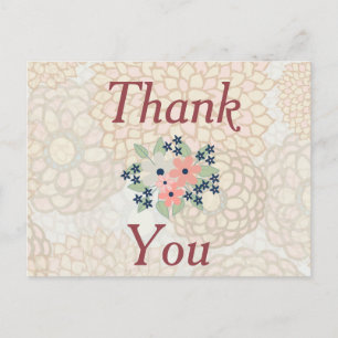 Roze en groene bloemen dank u briefkaart