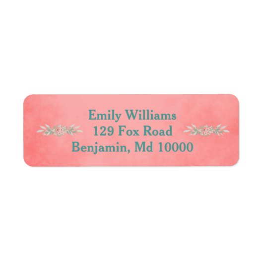  roze en groene bloemen etiket (Voorkant)