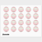 Roze en Groene Bloemen Geboorte Gift Label (Vel)