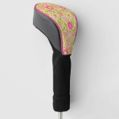 Roze en groene bloemen golfheadcover (Schuin)