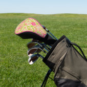 Roze en groene bloemen golfheadcover (Insitu)