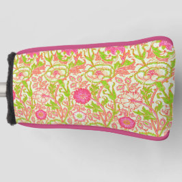 Roze en groene bloemen golfheadcover