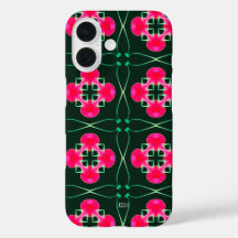 Roze en Groene Bloemen iPhone Case met Naam