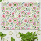 Roze en Groene Bloemen Keukenhanddoek (Gevouwen)