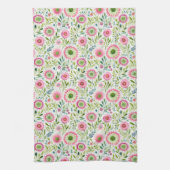 Roze en Groene Bloemen Keukenhanddoek (Verticaal)