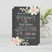 Roze en Groene Bloemen Krijtbord Retirement Party Kaart (Staand voorkant)