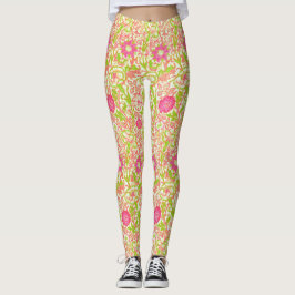 Roze en groene bloemen leggings