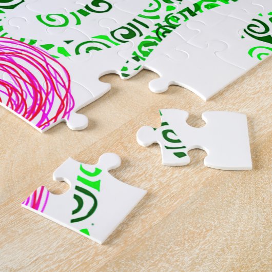 Roze en groene bloemen legpuzzel (Zijkant)