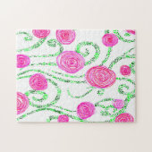 Roze en groene bloemen legpuzzel (Horizontaal)