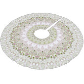 Roze en Groene Bloemen Mandala Patroon Ontwerp Kerstboom Rok (Gekanteld)