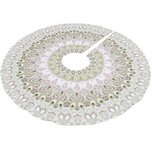 Roze en Groene Bloemen Mandala Patroon Ontwerp Kerstboom Rok (Gekanteld)