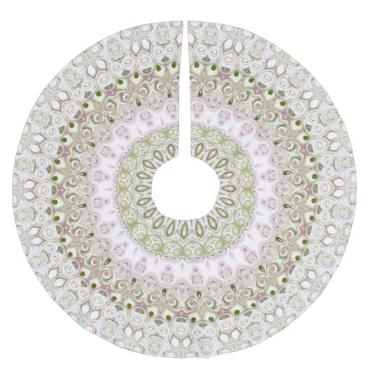 Roze en Groene Bloemen Mandala Patroon Ontwerp Kerstboom Rok (Voorkant)