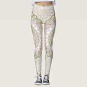 Roze en Groene Bloemen Mandala Patroon Ontwerp Leggings (Voorkant)