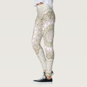 Roze en Groene Bloemen Mandala Patroon Ontwerp Leggings (Links)