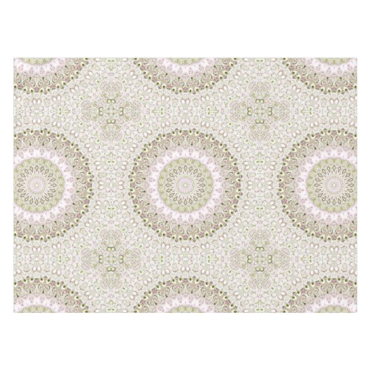 Roze en Groene Bloemen Mandala Patroon Ontwerp Tafelkleed (Voorkant (Horizontaal))