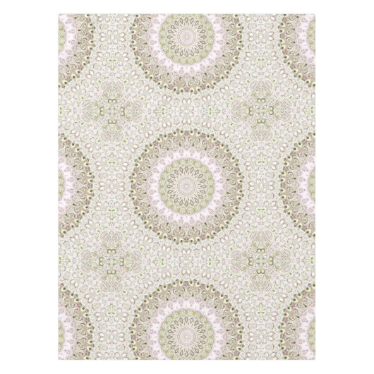 Roze en Groene Bloemen Mandala Patroon Ontwerp Tafelkleed (Voorkant)