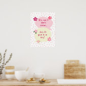 Roze en Groene Bloemen Mentaliteit Poster (Keuken)
