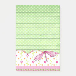 Roze en Groene Bloemen met Dragonfly Post-it® Notes
