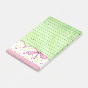Roze en Groene Bloemen met Dragonfly Post-it® Notes