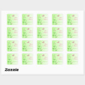 Roze en Groene Bloemen met Vlinders Sticker (Vel)