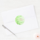 Roze en Groene Bloemen met Vlinders Sticker (Envelop)