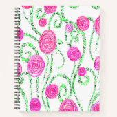 Roze en groene bloemen notitieboek (Voorkant)