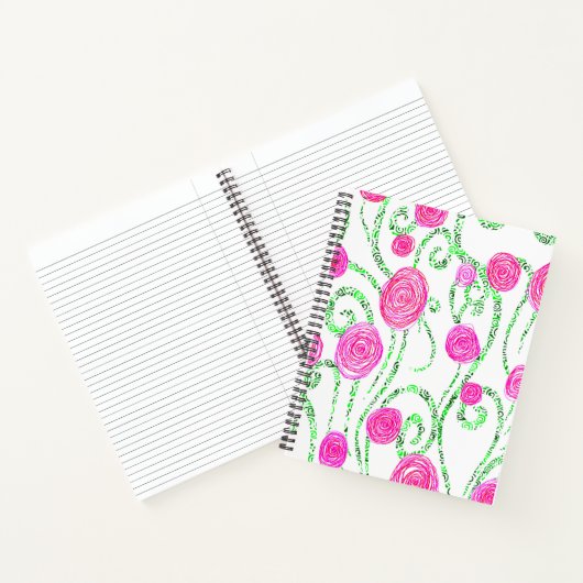 Roze en groene bloemen notitieboek (Binnen)