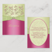 Roze en Groene Bloemen Receptie Kaart (Voorkant / Achterkant)