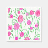 Roze en groene bloemen servet (Voorkant)