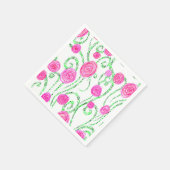 Roze en groene bloemen servet (Hoek)